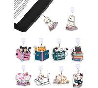 FUGLUS 9 Pcs Bouchon Anti-Poussière USB-C avec Breloque Chat Mignon,Bouchon Anti-Poussière de Type C Protecteur Silicone Cache Poussière Accessoires Cadeaux pour Livres,Filles,Amoureu