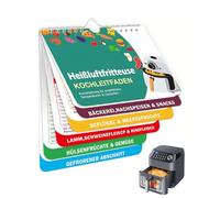 FUGLUS Accessoires Airfryer, antisèches compactes pour température, durée, quantité, livre de recettes Airfryer allemand, accessoires pour friteuse à air chaud,Livre de recettes Air Fryer