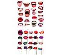 FUGLUS Accessoires de Photobooth de Fête,40pcs Drôle Bouche des lèvres Accessoires,Photobooth Décoration de Selfie Party,Accessoires Photo Drôle pour Fête, Mariage, Anniversaire, Carnaval, Noël