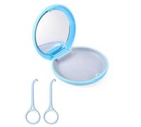 FUGLUS Boite Appareil Dentaire Orthodontie,Boite a Dentier Portative Boite pour Orthèse Vide pour la Retenue et la Protection des Dents avec Miroir avec Outil D'enlèvement de L'alignement (Bleu)