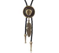 FUGLUS Cravate en Cuir de Cowboy,costume de cowboy tenue western cowboy cravate collier lariat cuir pendentif rodéo,Collier tressé,pour Accessoires de Costume d'halloween Anniversaire Halloween,1pcs