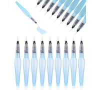 FUGLUS Ensemble de 9 pinceaux aquarelle, pinceaux vides en plastique bleu avec réservoir rechargeable, pointes taillées, adaptés à l'aquarelle et au dessin, parfaits pour les débutants
