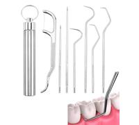 FUGLUS limpieza dental,7 Piezas Kit de Dentista Para Eliminar el Sarro, Dental Cuidado Kit con estuche, Diente Relleno Reparación Juego Acero Inoxidable pour Pique-Nique et Camping Plein Air