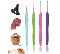 FUGLUS Lot de 4 mini crochets à pointe fine avec poignée douce 0,5 mm, 0,6 mm, 1,0 mm, 2 mm, petites tailles pour fil fin et pointu