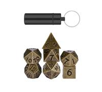 FUGLUS Métal Dés Jdr avec étui à Dés Porte-Clés, 7 Pièces dés D&D Set, Jeu de dés DND pour Donjons et Dragons MTG RPG D20 Mini dés polyédriques et RPG Jeux de Table Cadeaux