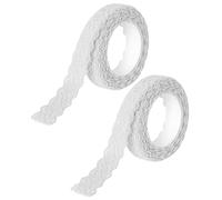 FUGLUS ruban dentelle,Ruban adhésif double-face en coton dentelle,Décoratif Auto-Adhésif, Bordure en Dentelle pour Artisanat, Décoration de Mariage, Scrapbooking, Boîte Cadeau (Blanc)