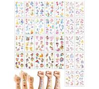 FUGLUS Tatouage Temporaire Enfant,30 Feuilles Etanche Tatouage Ephémère Kit Tatoo pour Garçons Filles,Licorne Sirène Fée des Fleurs,Cadeaux Décoration pour Halloween Noël Anniversaires