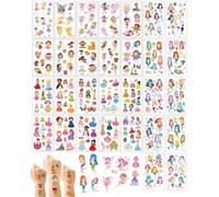 FUGLUS Tatouage Temporaire Enfant,30 Feuilles Etanche Tatouage Ephémère Kit Tatoo pour Garçons Filles,Sirène Fée des Fleurs Princesse,Cadeaux Décoration pour Halloween Noël Anniversaires