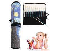 FUGLUS Trousse à Pinceaux,1 pcs Pochette a Dessin,20 Emplacements Toile Sac de Pinceaux Cases Rouleau Sac à Crayon Plumier Brosse Dessin Peinture Aquarelle Pinceau d'huile Pochette, 15 Pouces