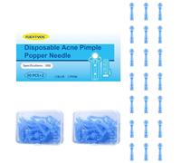 FUGYTVEN Kit de 100 Aiguilles Stériles Jetables, Perce-Bouton Extracteur Points Noirs Tire-Comédons Acné Milia, Pointe Précise - Soin Peau Saine, Usage Sécurisé Domicile & Institut