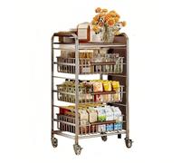 FUHAI-666 Chariot Utilitaire Organisateur Mobile d'étagère de Stockage Casse-croûte Chariot Roulant extractible d'acier Inoxydable(Petit)
