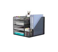 FUHAI-666 Porte-fichiers Organiseur de Bureau à 4 Niveaux, bac courrier, Organiseur en Maille et Rangement for