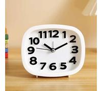 FUHAI-666 Réveils Square Minimalist Alarm Clock | Silent Time Clock Creative Desktop Placement(Blanc)