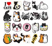 FUHAMJ 20 Pièces Charmes Chaussures Pvc Pour Crocs, Breloque Pour Crocs, Chat Dessin Animé Pins Chaussures Clips Décoration Deco Clips, Breloque Sabots Sandales Pour Enfants Adultes Diy Cadeau (C)