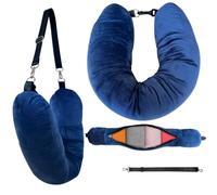 FUHAMJ Coussin de Voyage pour Dormir sur Le Côté, Oreiller Cervical Mémoire de Forme Pliable à Volonté, Coussin Tour de Cou Anti-Trajet pour Avion, Train, Longs Trajets, Soutien Ferme et Respirant