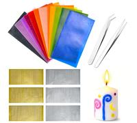 Fuhesgu 12 Feuilles Colorées Plaques de Cire Plaques de Cire d'Abeille Colorées avec 6 Autocollants et 2 Pince à Épiler Bougies en Cires d'Abeille pour Bougies Feuilles de Cires d'Abeilles