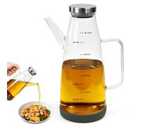 Fuhesgu 1L Bouteille Huile Olive Distributeur d'Huile en Verre avec Bec Verseur Bouteille d'Huiles d'Olive Transparente Bouteilles pour Huiles d'Olives avec Graduation et Poignée pour Cuisine Barbecue