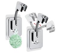 Fuhesgu 2PCS Support de Pommeau de Douche sans Perçage, Réglable Support Pommeau de Douche, Adhésif Puissant, Supports Pommeaux de Douches Mural Porte Pommeaux de Douches pour Salle de Bain