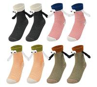 Fuhesgu 4 paires de Chaussettes Drôles Chaussette Magnétique avec Mains Chaussettes Magnétiques Chaussette de Noël Chaussetes de Noël Mains Jointes pour Femmes, Copines, Amies, Partenaire