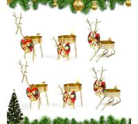 Fuhesgu 6PCS Bougeoir pour Décoration de Noël, Bougeoir de Noël Supports pour Bougie Chauffe-plat Décoration de Table pour une Fête de Noëls Décorations de Noëls avec un Cerf pour Table Salon Cheminée