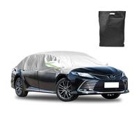 Fuhesgu Housse de Protection Demi 380 x 280 CM avec Bandes Réfléchissantes Demi-bâch Housse de Protection Auto Couverture de Voiture Imperméable UV Soleil Neige Poussière pour Hayon, Berline, SUV