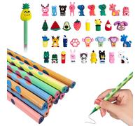 Fuhesgu Lot de 35 Crayons Funky pour Élèves, HB Bois avec Capuchons Animé