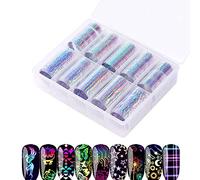 Fuhjythy 1 BoîTe / 10 Autocollants D'Art de Clou de Pain Autocollants de Transfert D'Art D'Ongle MéLangéS Autocollant D'Ongle 3D