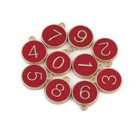 Fuhjythy 10 PièCes Fabrication de Lettre Goutte à Goutte Double Face éMail NuméRo Premier Charme à la Main Bricolage Bracelet Pendentif Rouge