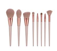 Fuhjythy 8 PièCes SéRies Pinceaux de Maquillage de Cheveux de Cheval Ensemble D'Outils Poudre CosméTique Ombre à PaupièRes Fond de Teint Blush MéLange Beauté Pinceau de Maquillage Brun