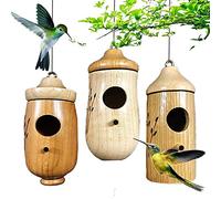 Fuhjythy Nid D'Oiseau en Bois pour Accrocher à L'ExtéRieur, Nid D'Oiseau de BalançOire D'Oiseau 3Pcs pour Sparrow