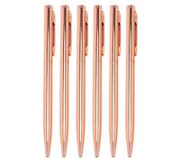 Fuhjythy Stylos À Bille RéTractables MéTalliques Minces - ou Rose,Joli Cadeau pour les éTudiants Du Bureau des Enseignants Du Mariage,NoëL,Pointe Moyenne(1 Mm),Paquet de 6,Encre Noire