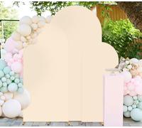 FUHSY Ensemble de 3 fonds d'arc beige Doubleface pour mariage Couverture de fond pour cérémonie Banquet Décoration 4FT 5FT 6FT