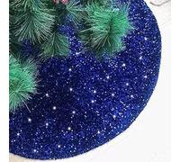 FUHSY Jupe de sapin de Noël à paillettes bleu roi 91,4 cm en velours doux scintillant personnalisé pour Noël, Halloween, anniversaire, mariage