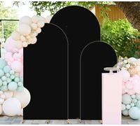 FUHSY Lot de 3 housses d'arche noires extensibles en élasthanne pour arche de mariage - 1,2 m, 1,5 m, 1,8 m - Pour anniversaire, réception, fête prénatale, Halloween