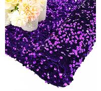 FUHSY The Yard Tissu velours à paillettes doux et épais avec paillettes brodées Tissu d'ameublement Violet 0,9 m pour couture, robe, bricolage, cadeaux de Noël, sacs