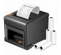 Fuhuihe Imprimante de reçus de 80 mm, Pos Bluetooth avec Machine à Couper Automatique, Imprimante de Cuisine de Restaurant Thermique USB de 300 mm/s, Papier à 5 Rouleaux, Orange Noir