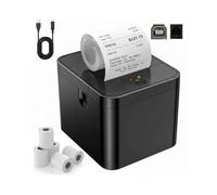 Fuhuihe Imprimante De ReçUs Thermiques De 58 Mm, Imprimante De ReçUs USB Bluetooth Portable, 5 Rouleaux De Papier, Compatible avec iOS/Android/Windows, Noir