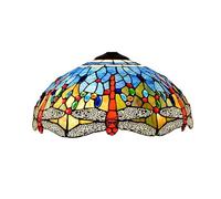 FUIBEJAE 16" Abat-Jour en Verre teinté Bleu Libellule, Remplacement Uniquement pour Lampes de Table, lustres, lampadaires, plafonniers et suspensions, Uniquement l'abat-Jour, Accessoires exclus