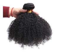 FUIBEJAE #1B Afro Kinky Bouclés Extensions de Cheveux Humains Non Traités Cheveux Vierge Tissage Double Weft Extensions de Cheveux Douces Bouclées Cheveux Humains pour Femmes,12inch closure