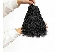 FUIBEJAE #1B BC Boucles Birmane Plume Tresse Crochet Extensions de Cheveux Humains Sans Nœud Pré-Séparées Cheveux de Tresse Vierge Tresses Invisibles Paquets de Cheveux pour Femmes 100G,12inch