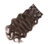 FUIBEJAE 22 pouces clip dans les extensions de cheveux humains 7 pcs longue ondulée brun foncé extension de cheveux et naturel doux invisible clip postiches épais pour les femme,16inch (40cm)