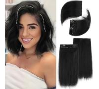 FUIBEJAE 4 pcs clip dans les extensions de cheveux une pièce tampon invisible épaissi des deux côtés doux droit coussinets de cheveux perruque pièce de cheveux pour femmes remplacement,1b#
