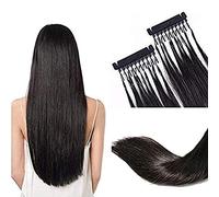 FUIBEJAE 6D 1ère génération Extensions de cheveux humains 6D Machine 6D Connexion rapide sans piste de rainure à la tête Cheveux Vrais cheveux humains pour les femmes, 10 rangées,Noir,20inch
