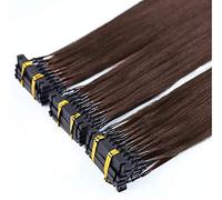 FUIBEJAE 6D 1ère génération Extensions de cheveux humains 6D Real Remy Hair Machine Connexion rapide sans piste de rainure à la tête des cheveux pour femmes, 10 rangées,Marron,A16inches