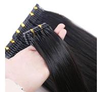 FUIBEJAE 6D 1ère génération Extensions de cheveux humains 6D Real Remy Hair Machine Connexion rapide sans piste de rainure à la tête des cheveux pour femmes, 10 rangées,Noir,B16inches