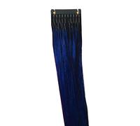 FUIBEJAE 6D 1ère génération Extensions de cheveux humains sans couture invisible 6D Real Remy Hair Extension Bundles Extension de perruque de couleur pour femmes, 10 rangées,Bleu,16inch(40cm)