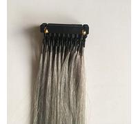 FUIBEJAE 6D 1ère génération Extensions de cheveux humains sans couture invisible 6D Real Remy Hair Extension Bundles Extension de perruque de couleur pour femmes, 10 rangées,Gris,16inch(40cm)