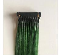 FUIBEJAE 6D 1ère génération Extensions de cheveux humains sans couture invisible 6D Real Remy Hair Extension Bundles Extension de perruque de couleur pour femmes, 10 rangées,Vert,24inch(60cm)