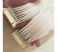 FUIBEJAE 6D Extensions de cheveux humains Blonde Droite Vierge Remy Cheveux Machine Rapide Sans Piste Plume Connexion Extension De Cheveux À La Tête Vraie Personne Cheveux 10 Rangées,Blonde,28inch