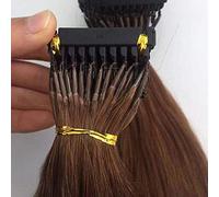FUIBEJAE 6D Extensions de cheveux humains Blonde Droite Vierge Remy Cheveux Machine Rapide Sans Piste Plume Connexion Extension De Cheveux À La Tête Vraie Personne Cheveux 10 Rangées,Marron,14inch